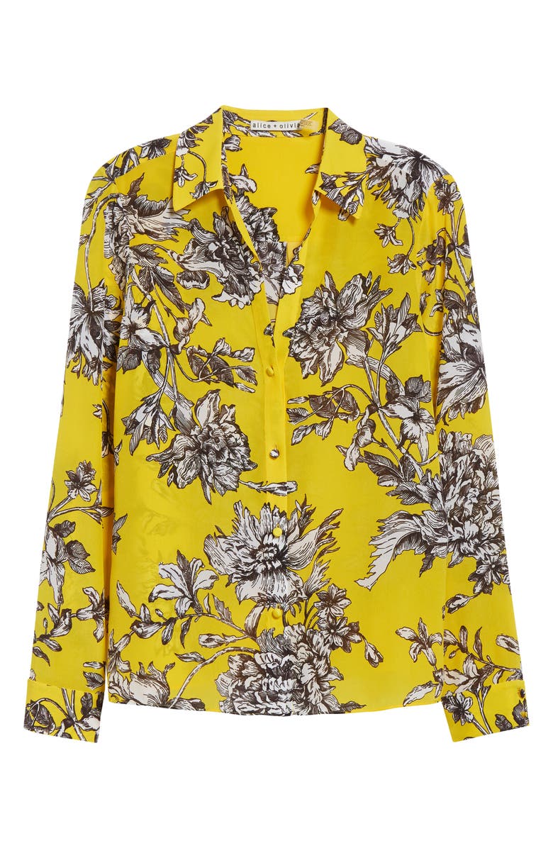 Alice + Olivia Alta Silk Top, Alternate, color, Blooming Wild Golden Hour