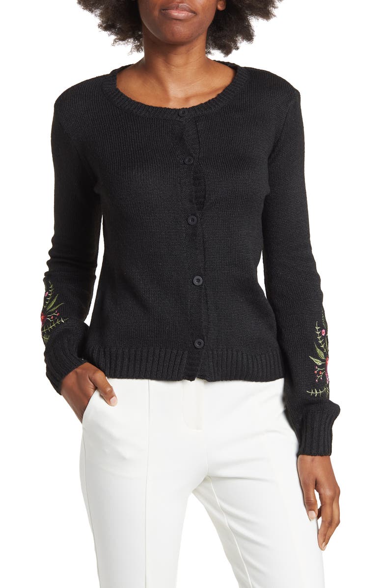 BY DESIGN Barbara Embroidered Short Cardigan, Main, color, 