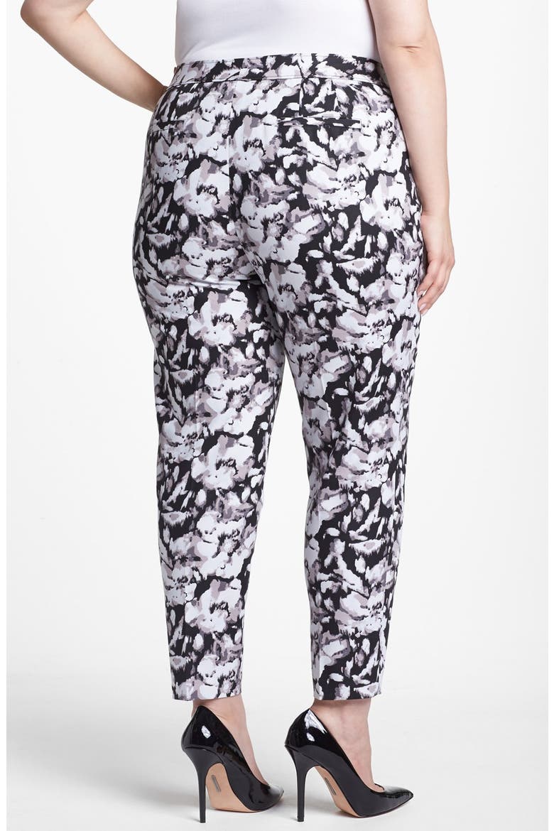 Stretch Cotton Ankle Pants, Alternate, color, BLACK/ WHITE FLORAL COMBO