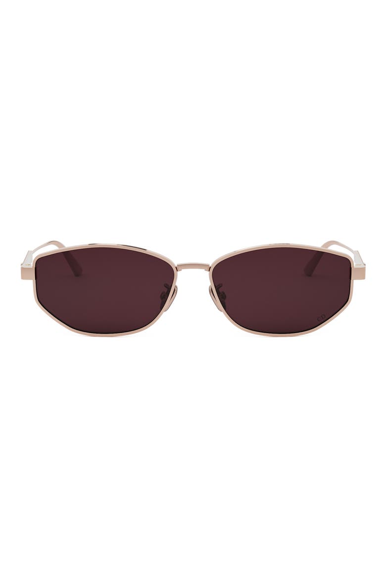 'DiorCannage B1U 57mm Oval Sunglasses, Main, color, SHINY ROSE GOLD / BORDEAUX