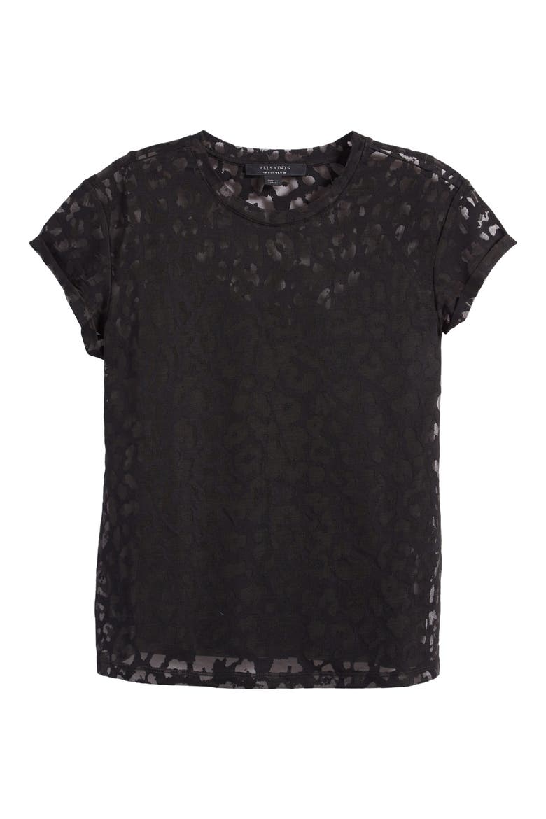 Anna Devore Zori Leopard Burnout T-Shirt, Alternate, color, BLACK