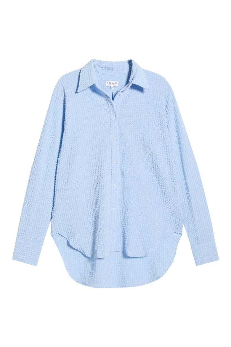 Seersucker Button-Up Top, Main, color, CORNFLOWER