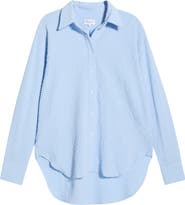 Hunza G Seersucker Button-Up Top