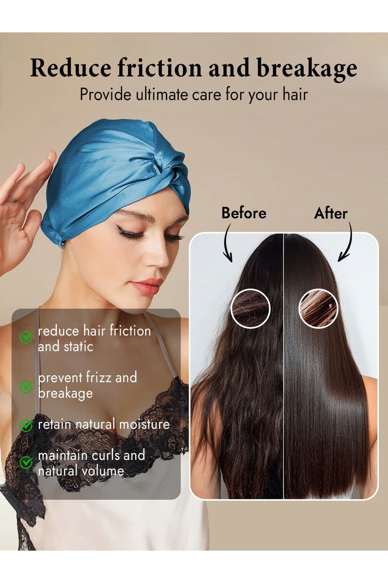 Pure Silk Knot-Front Hair Bonnet, Alternate, color, Teal