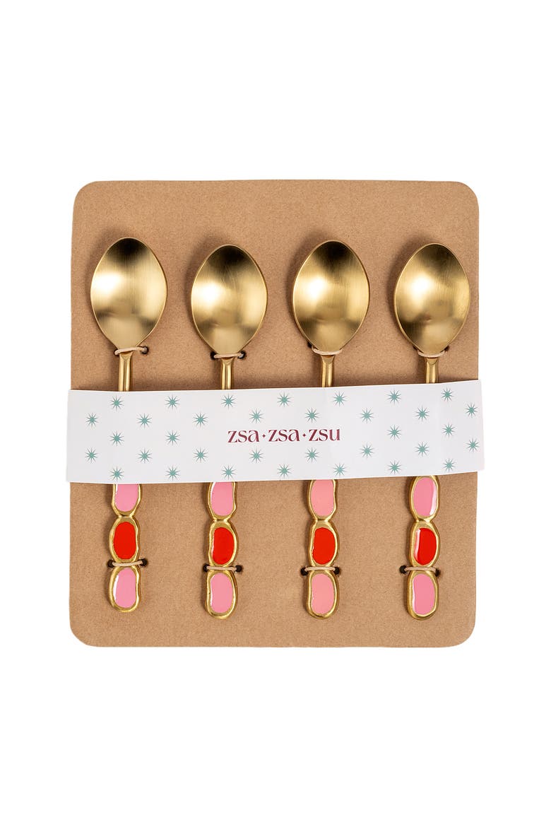 Rampur Steel Dessert Spoon Set of 4, Alternate, color, Gold