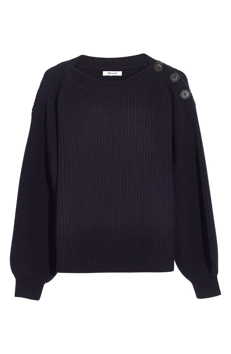 Madewell Boat Neck Button Shoulder Sweater, Alternate, color, 