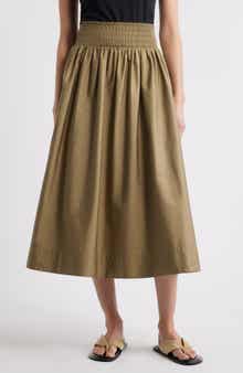 Nordstrom Smocked Cotton Midi Skirt