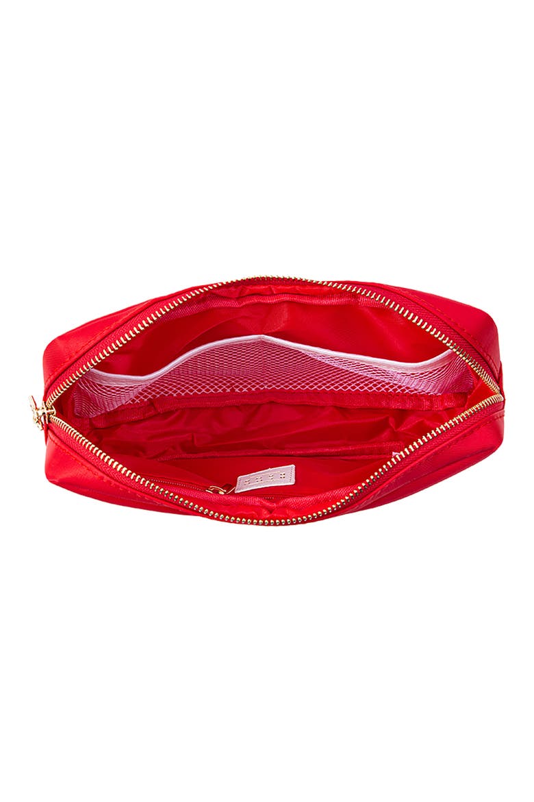 Medium Bow Cosmetics Bag, Alternate, color, RED/RED STRIPE