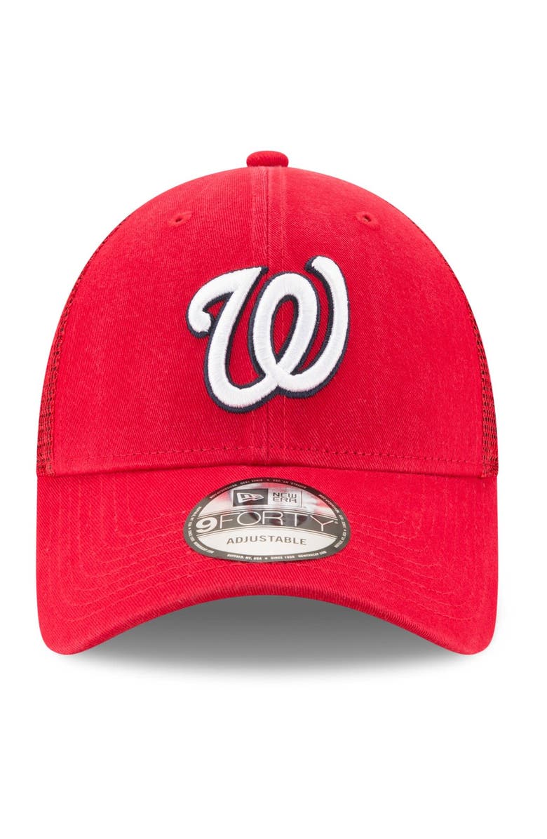 New Era Men's New Era Red Washington Nationals Trucker 9FORTY Adjustable Snapback Hat, Alternate, color, Red