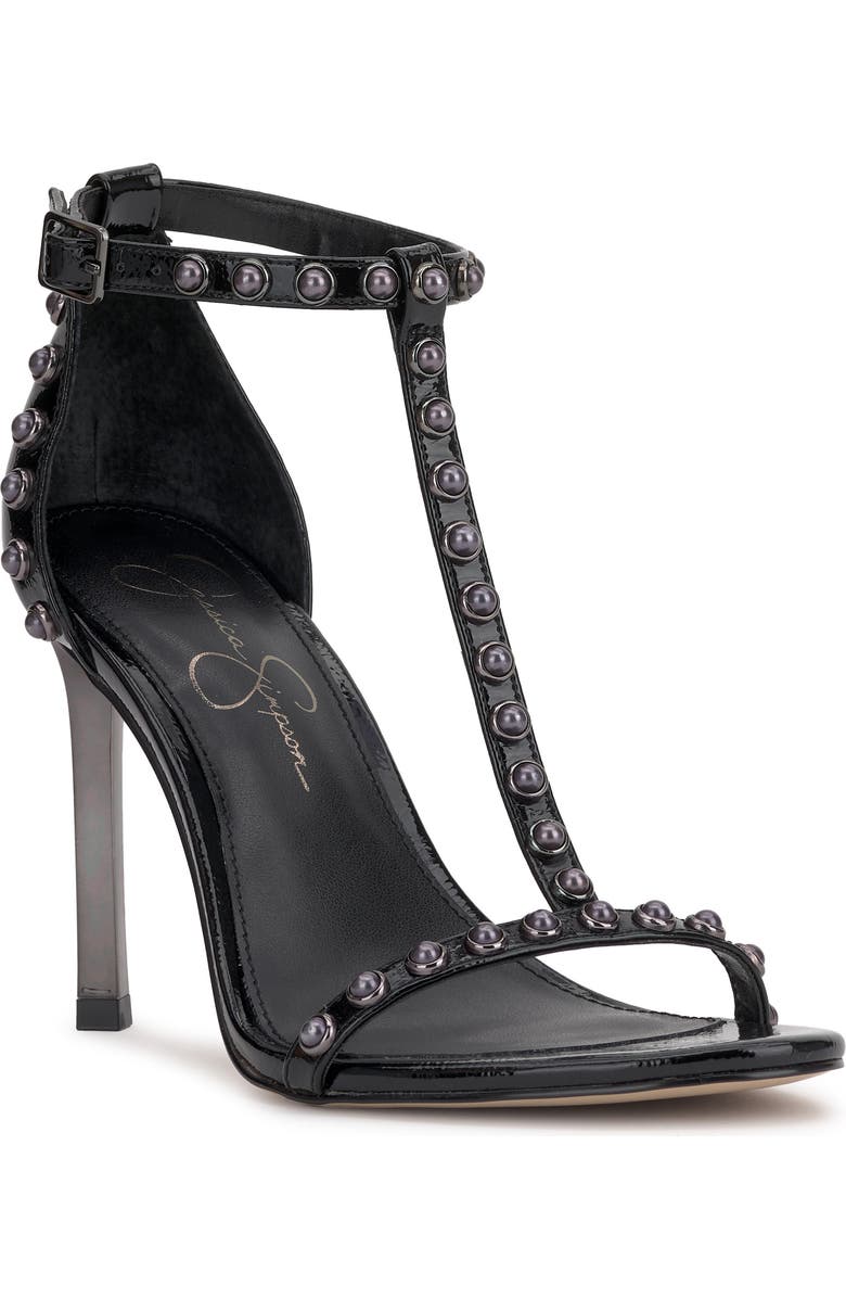 Jessica Simpson Qylla Ankle Strap Stiletto Sandal, Main, color, Black 01