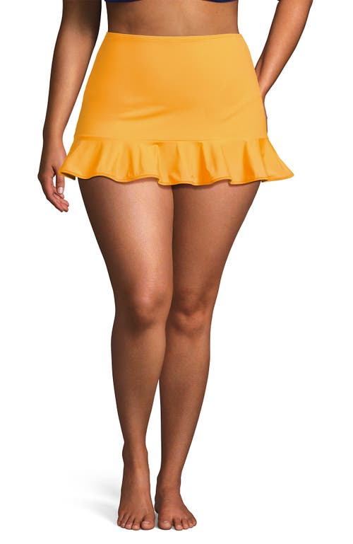 Lands' End Plus Size Pique Ruffle Hem Mini Swim Skirt In Sweet Mango