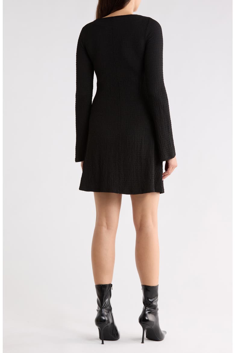 Long Sleeve Swing Minidress, Alternate, color, BLACK