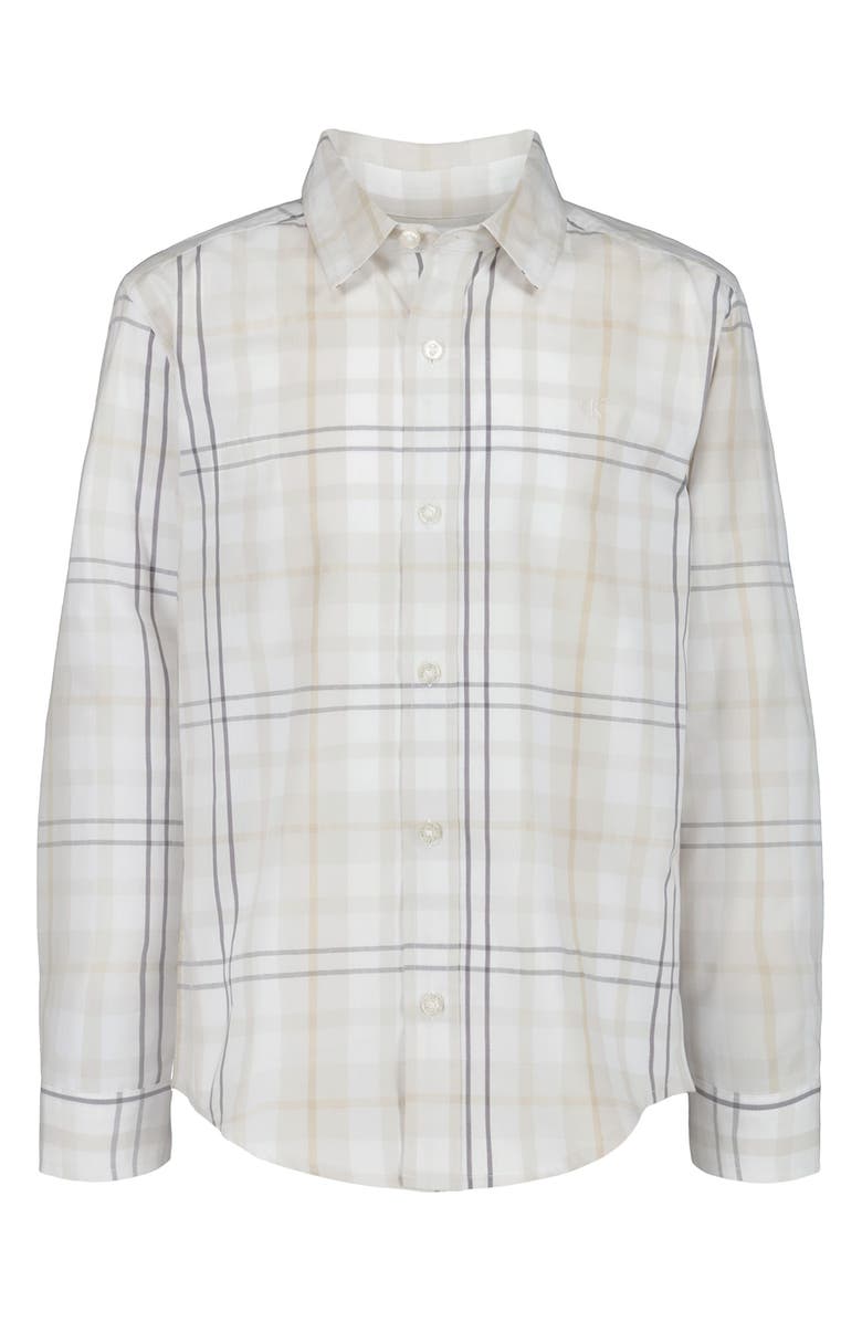 Calvin Klein Plaid Button-Up Shirt, Main, color, Lunar Rock
