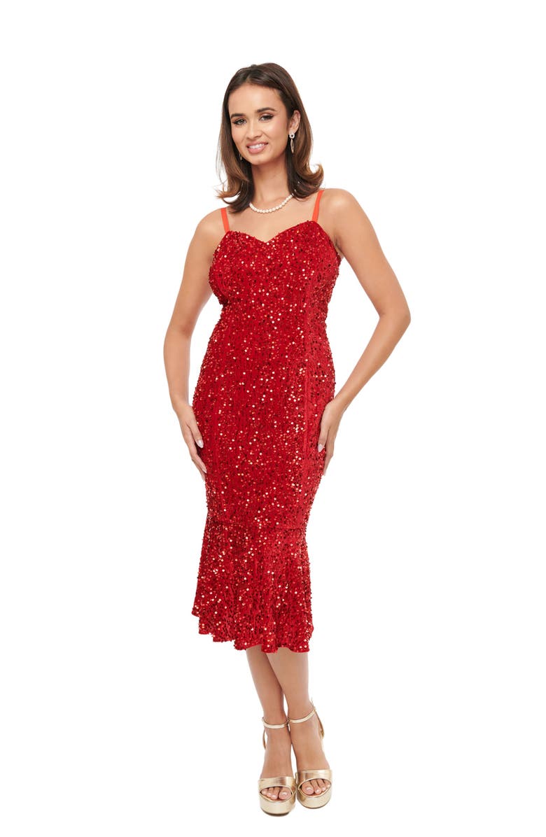 Unique Vintage Sequin Wiggle Dress, Main, color, Red