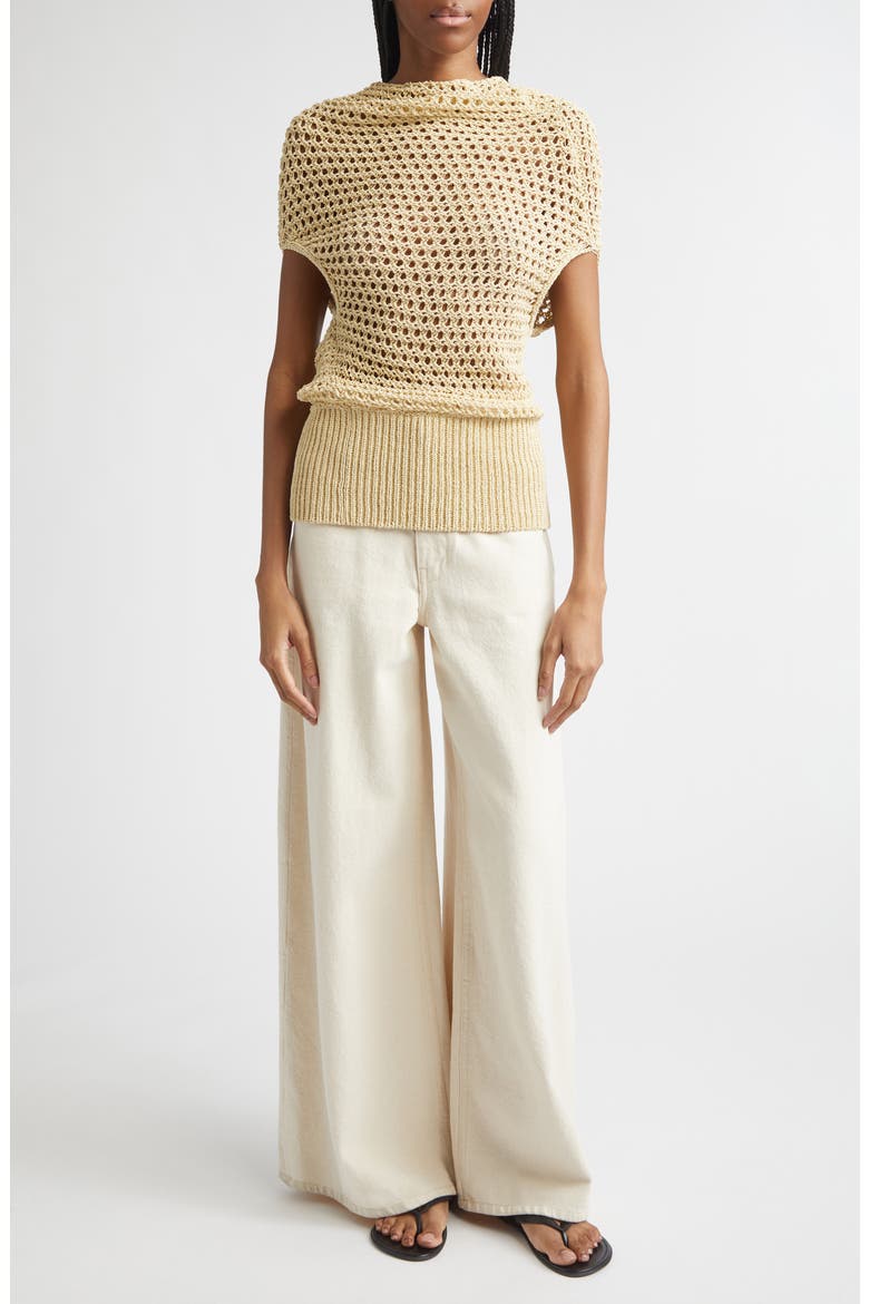 Reid Organic Cotton Blend Crochet Sweater, Alternate, color, BUTTER