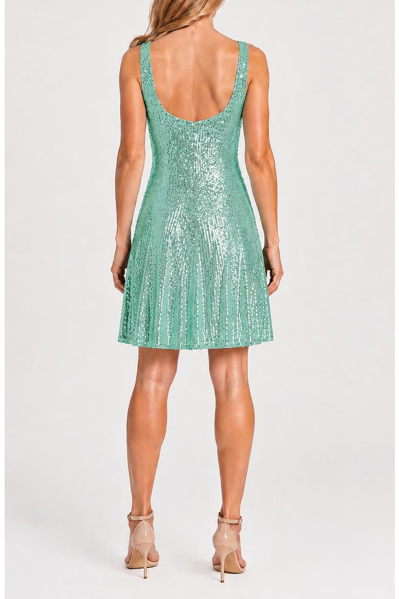 Sequined Power Mesh Minidress, Alternate, color, SEAFOAM