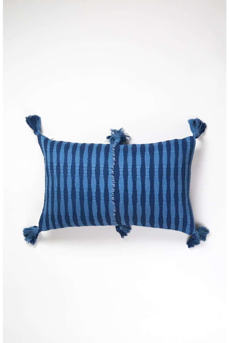 Antigua Naturally Dyed Indigo Striped Cotton Throw Pillow, Main, color, Natural Indigo