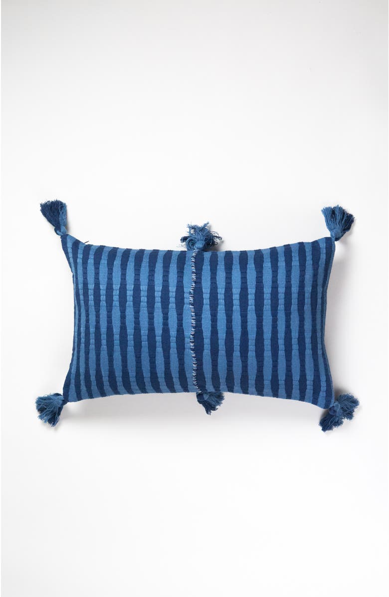 Archive New York Antigua Naturally Dyed Indigo Striped Cotton Throw Pillow, Main, color, Natural Indigo