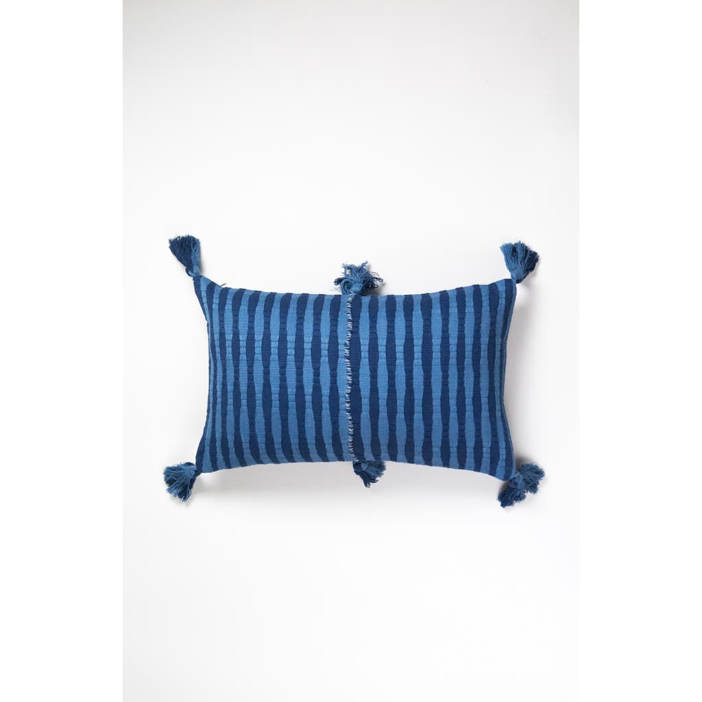 Archive New York Antigua Naturally Dyed Indigo Striped Cotton Throw Pillow in Natural Indigo  product