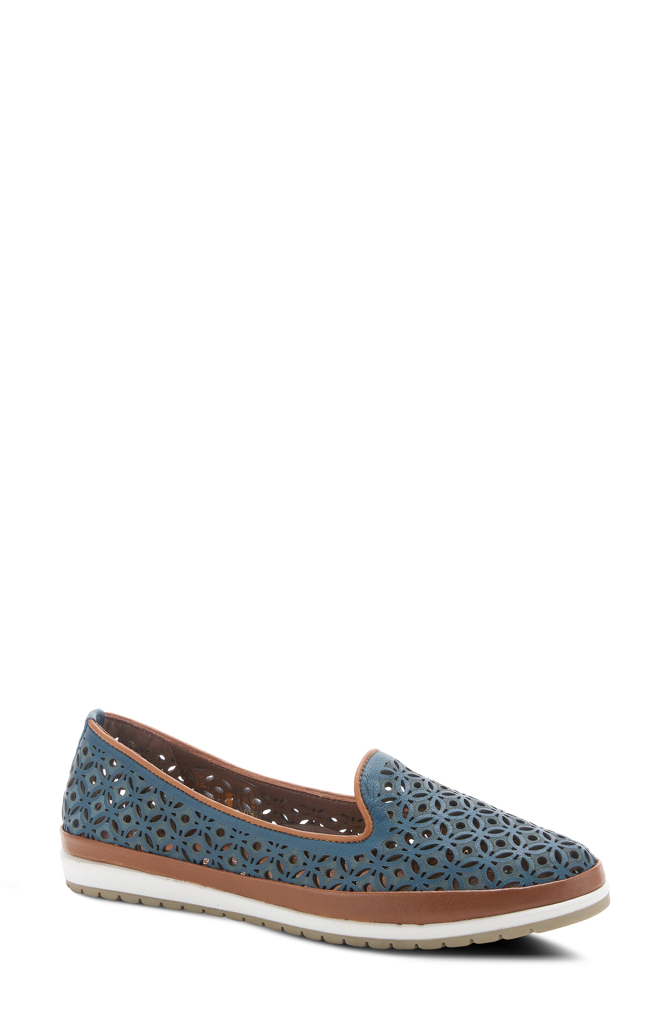 Spring Step Tulisa Perforated Leather Flat, Main, color, 