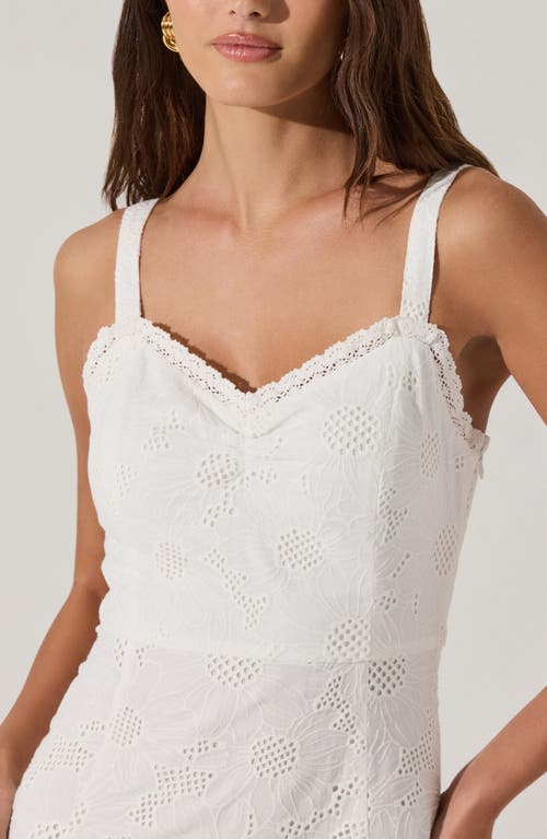 Astr The Label Lace Trim Cotton Eyelet Dress In White Eyelet