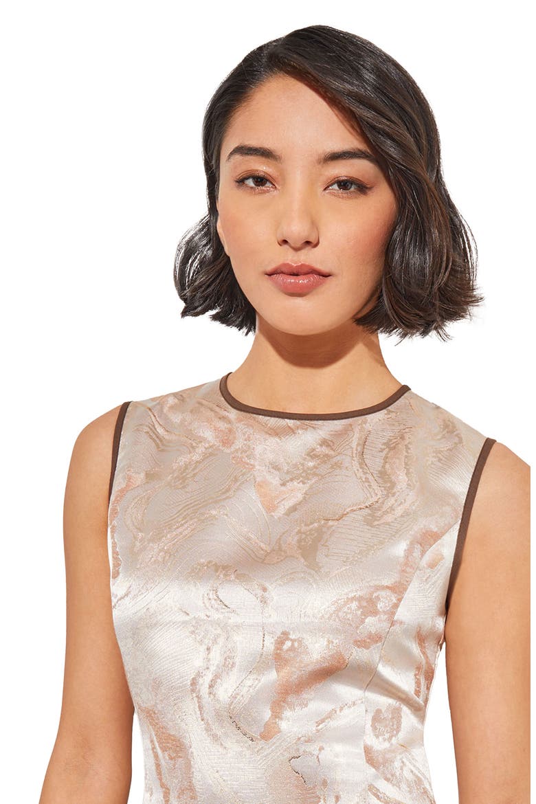 Shimmer Sleeveless Satin A-Line Midi Dress, Alternate, color, WHITE/ LIMESTON