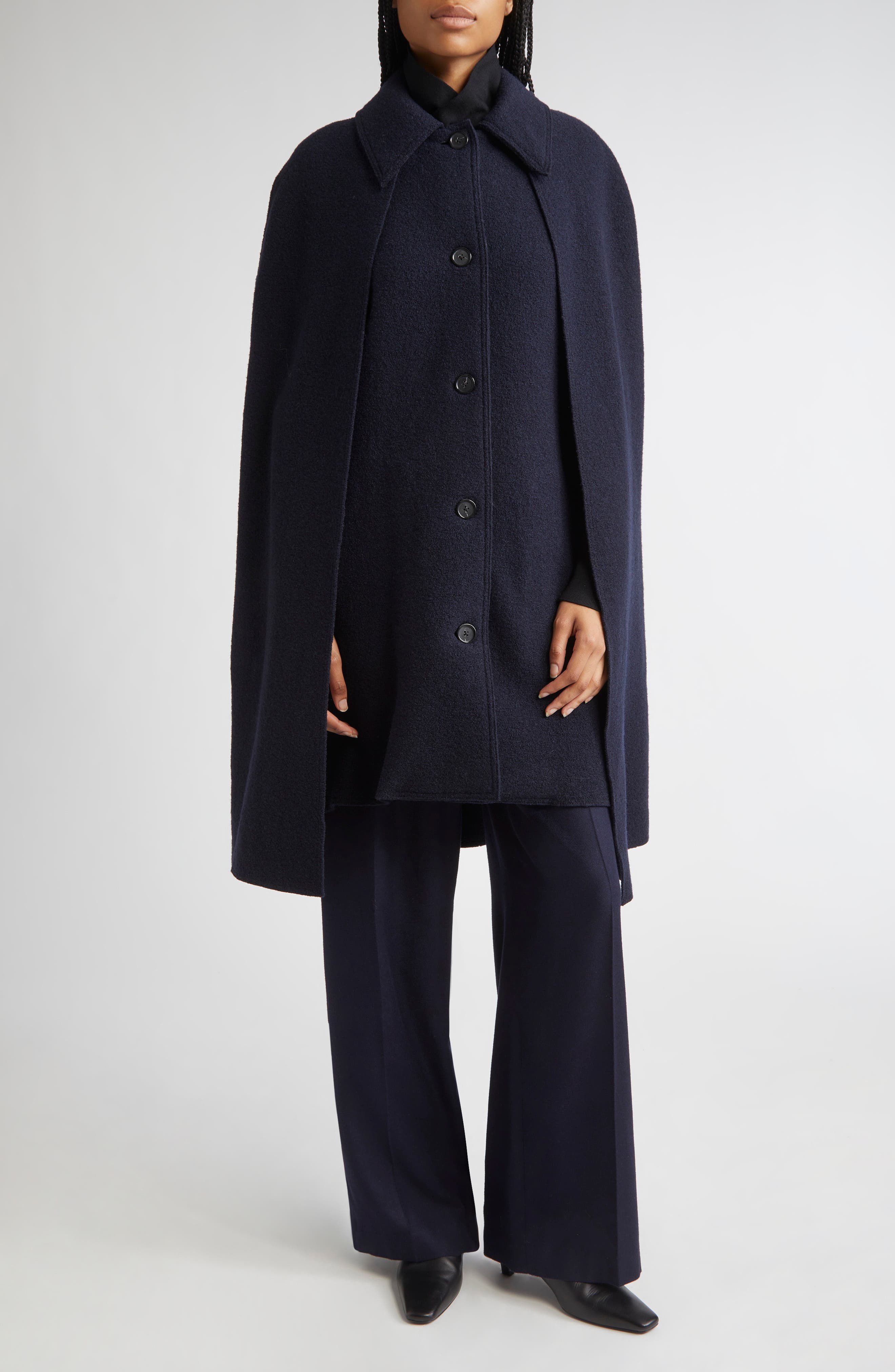 Wool Boucle Cape Coat - image 2