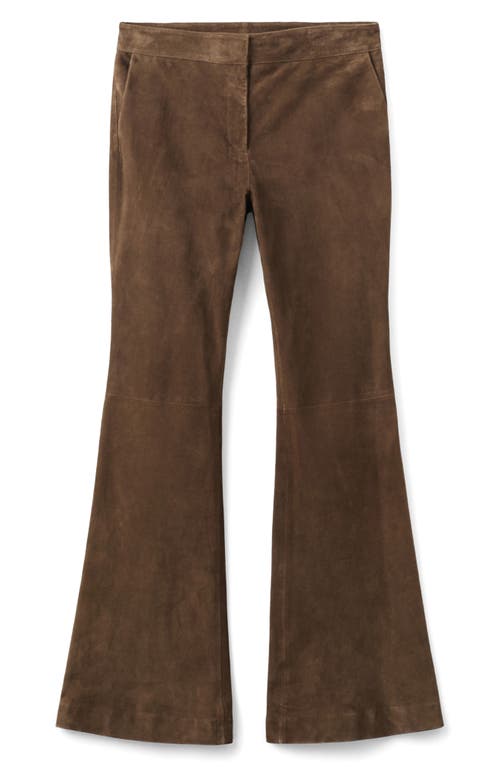 Mango Suede Flare Leg Pants In Brown