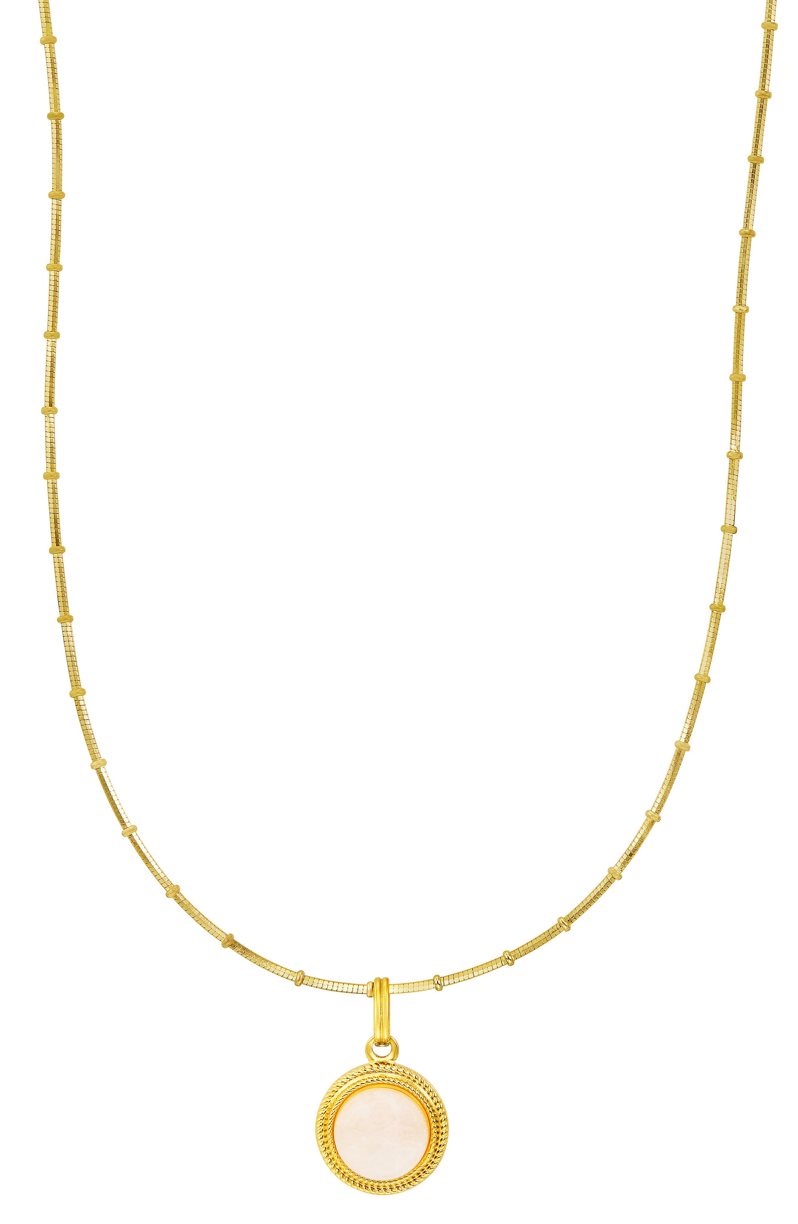 Rose Quartz Station Chain Pendant Necklace