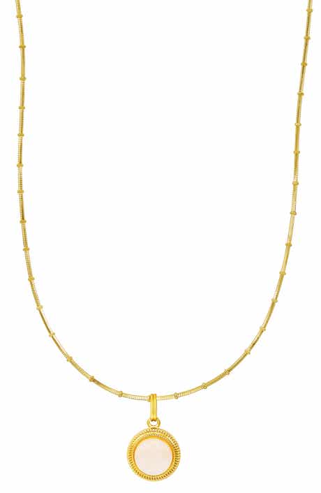 Rose Quartz Station Chain Pendant Necklace