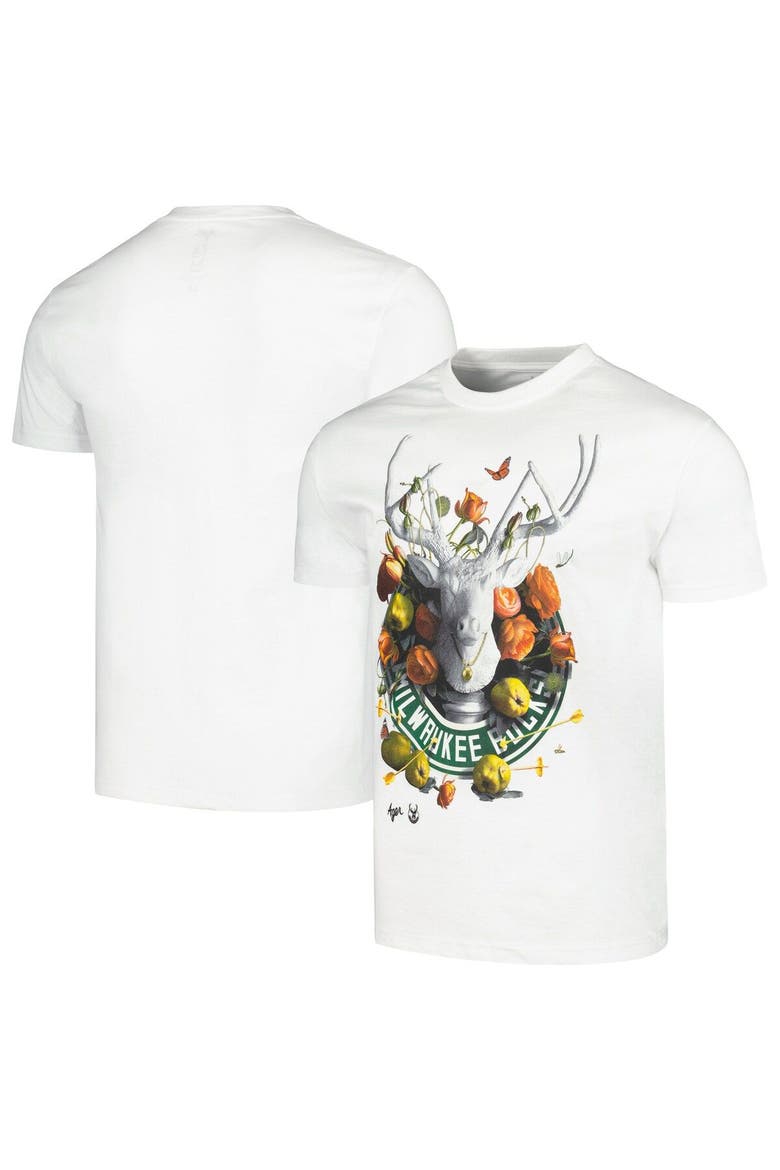 Unisex NBA x Kathy Ager White Milwaukee Bucks Identify Artist Series T-Shirt, Main, color, White