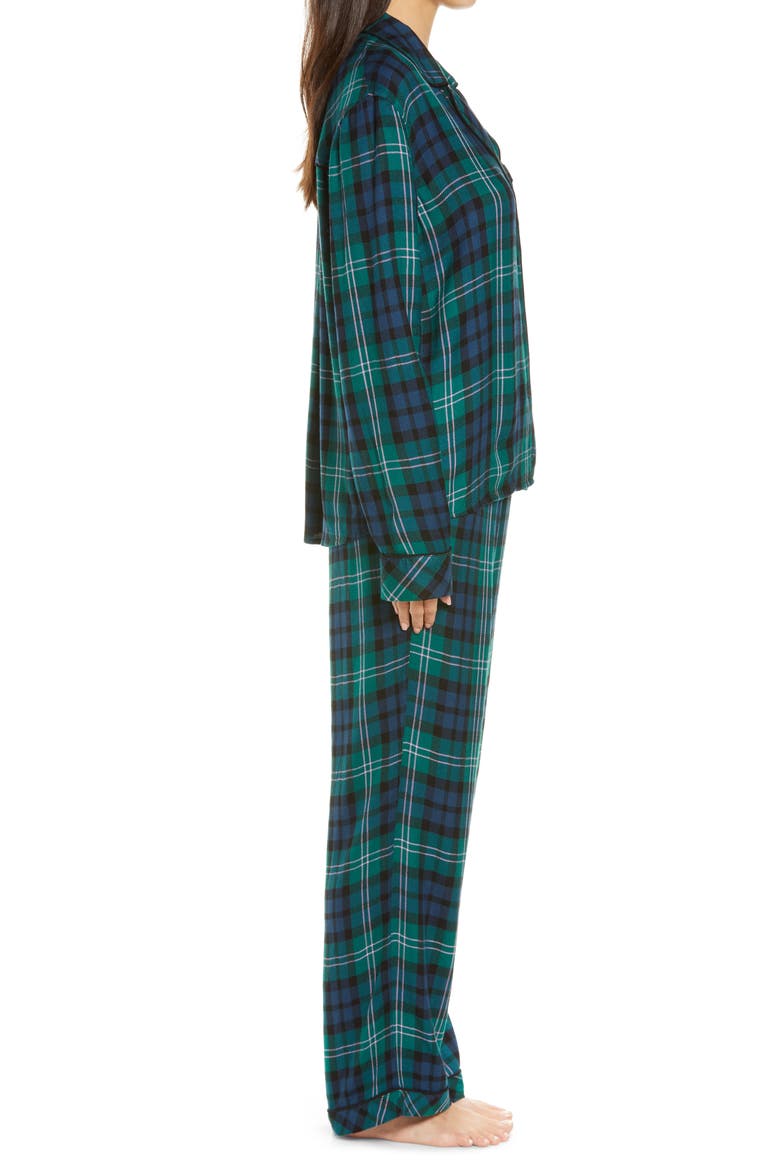 Clara Plaid Pajamas, Alternate, color, MIDNIGHT EMERALD BLUE