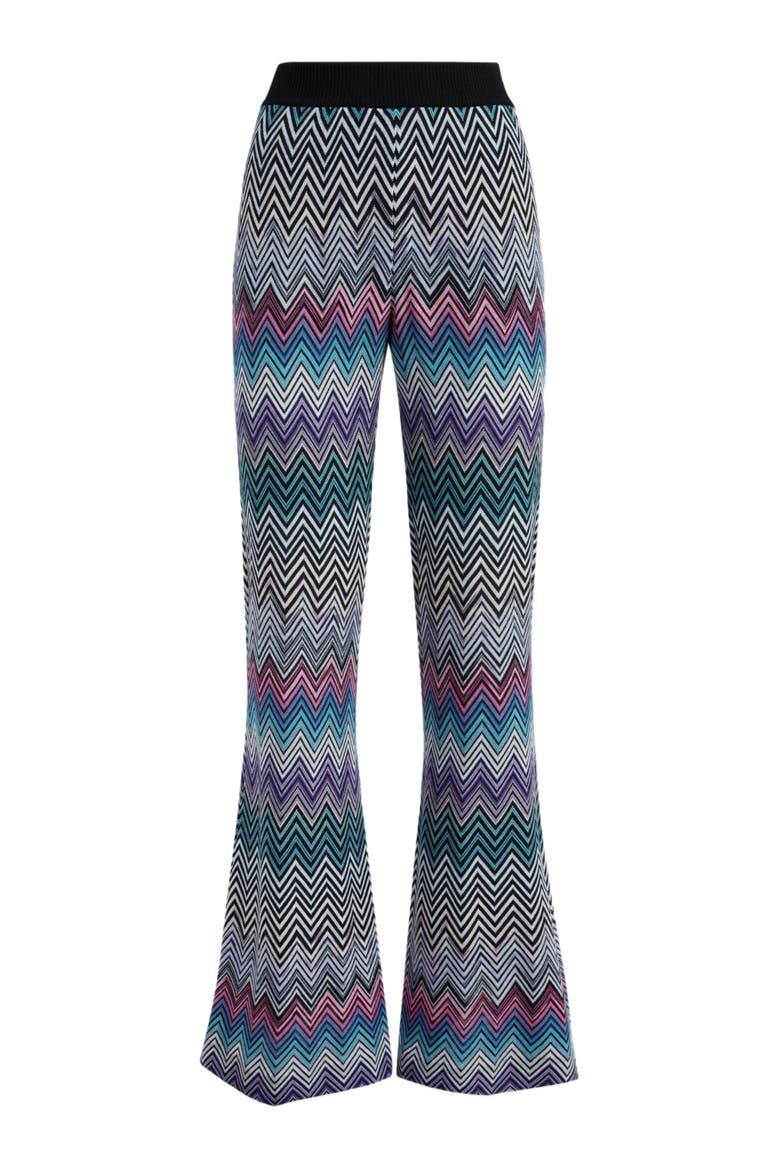 Flare Zig Zag Wool Trousers, Alternate, color, Multicoloured
