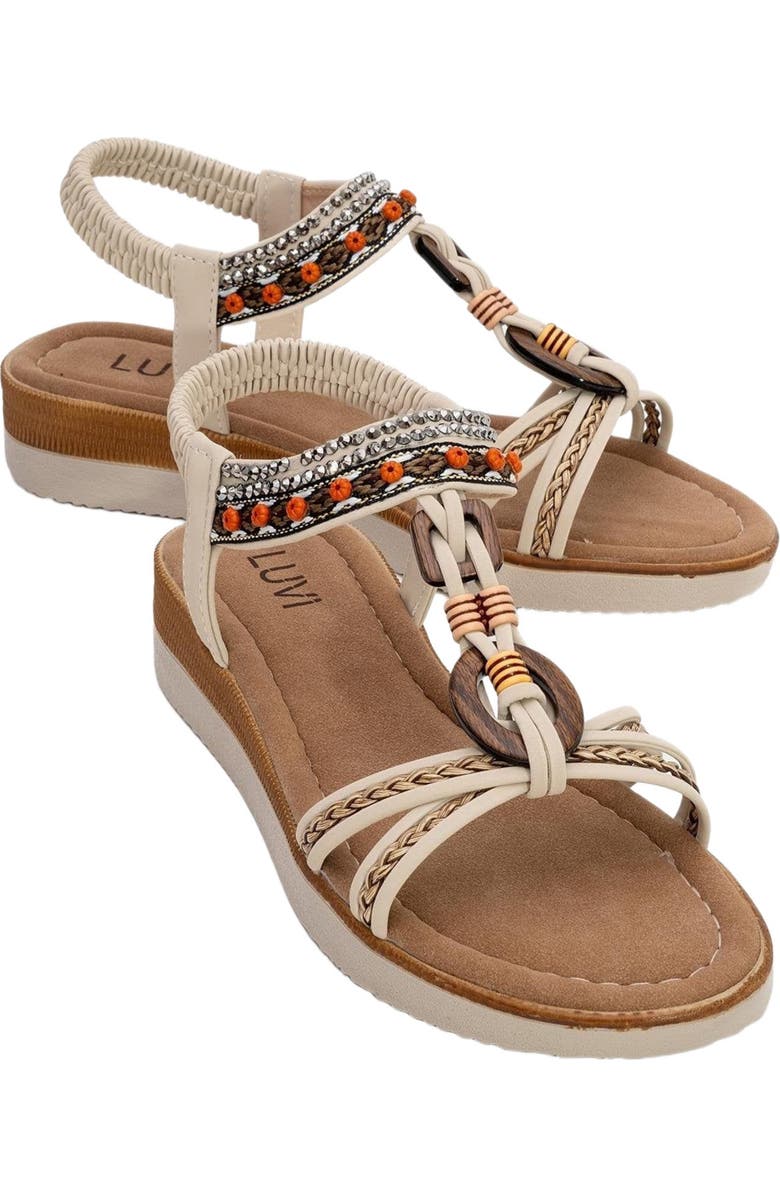 Prologue Shoes CHER Braided Strap Sandal, Main, color, Beige Faux Leather