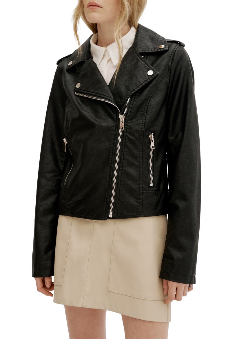 Ivanna Faux Leather Moto Jacket, Main, color, BLACK