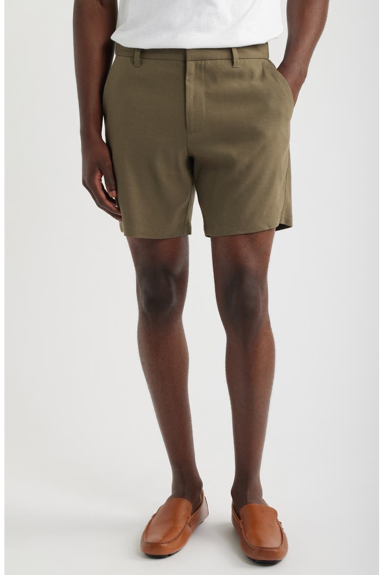 Linen Blend Shorts, Main, color, OLIVE TUNDRA