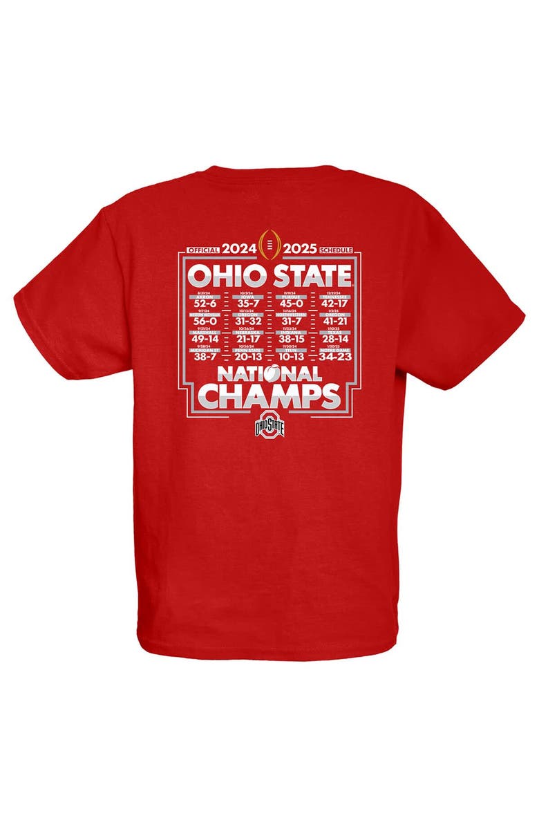 BLUE 84 Youth Blue 84 Scarlet Ohio State Buckeyes College Football Playoff 2024 National Champions Schedule T-Shirt, Alternate, color, 