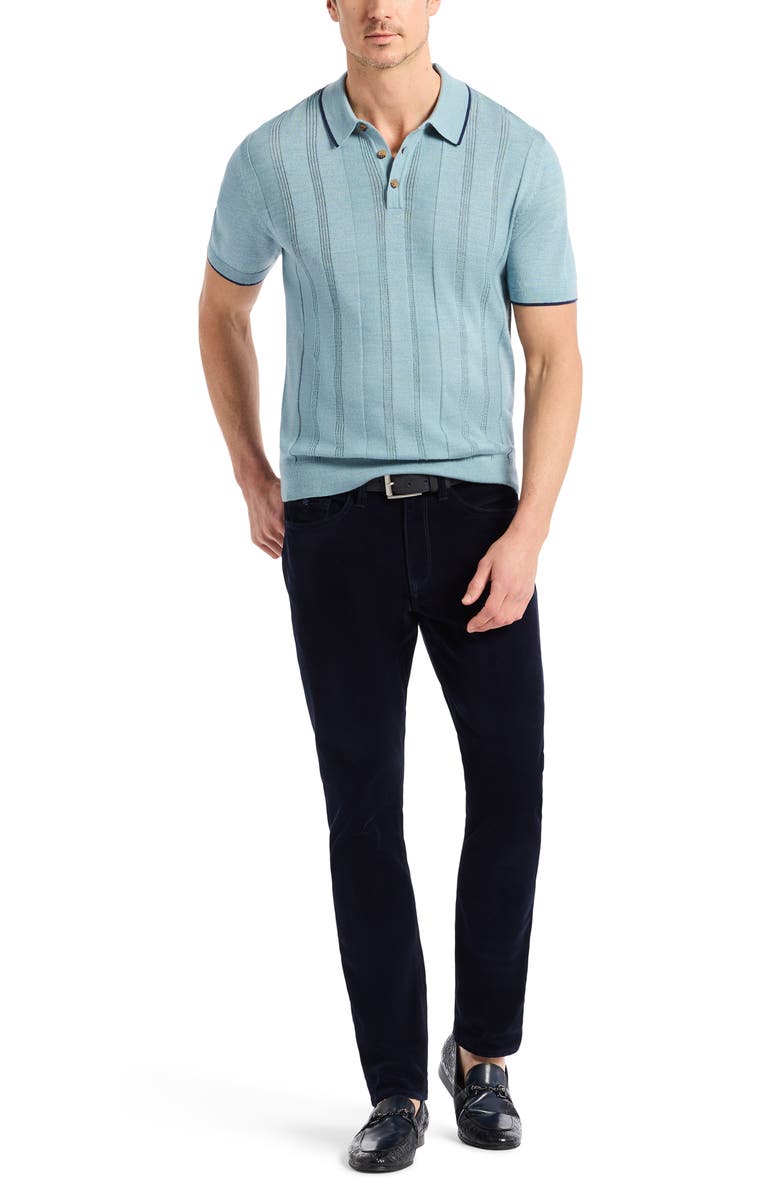 Robert Graham Edvan Merino Wool Blend Polo Sweater, Alternate, color, Slate Blue