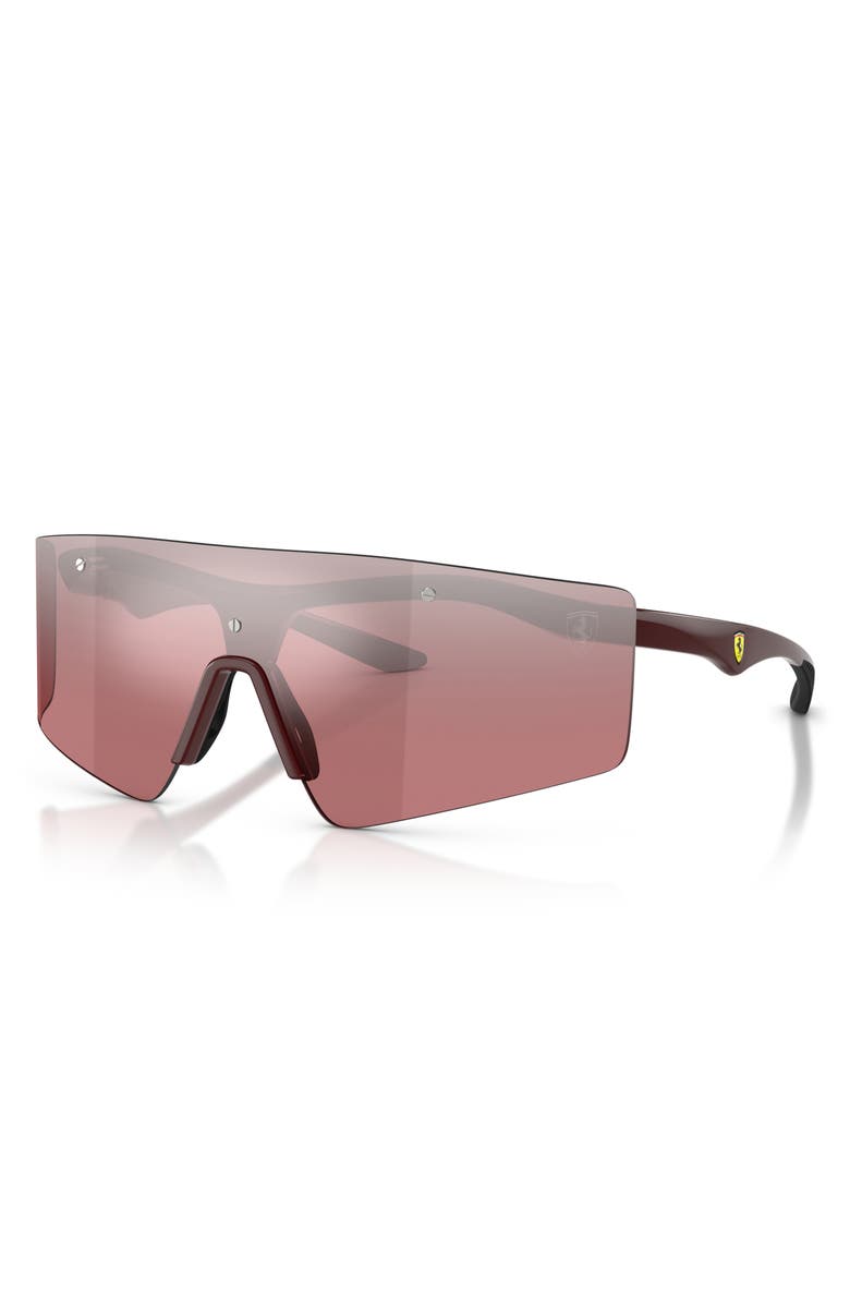 Scuderia Ferrari 139mm Shield Wrap Sunglasses, Alternate, color, Red Shiny / Red