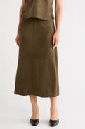 MAX STUDIO Faux Suede A-Line Midi Skirt