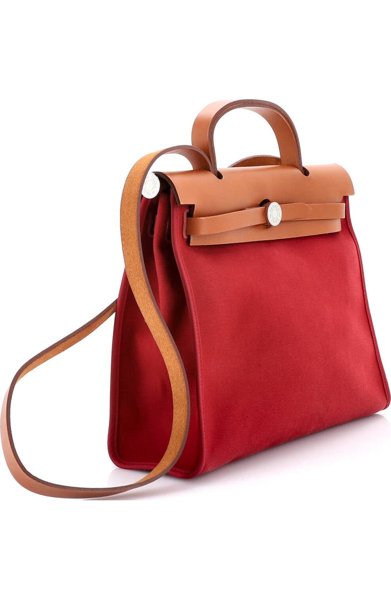 Pre-Owned Hermes Herbag Zip Leather and Toile 31, Alternate, color, Rubis