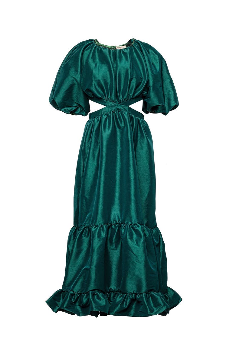 Laila Maxi Taffeta Dress, Main, color, Emerald Green