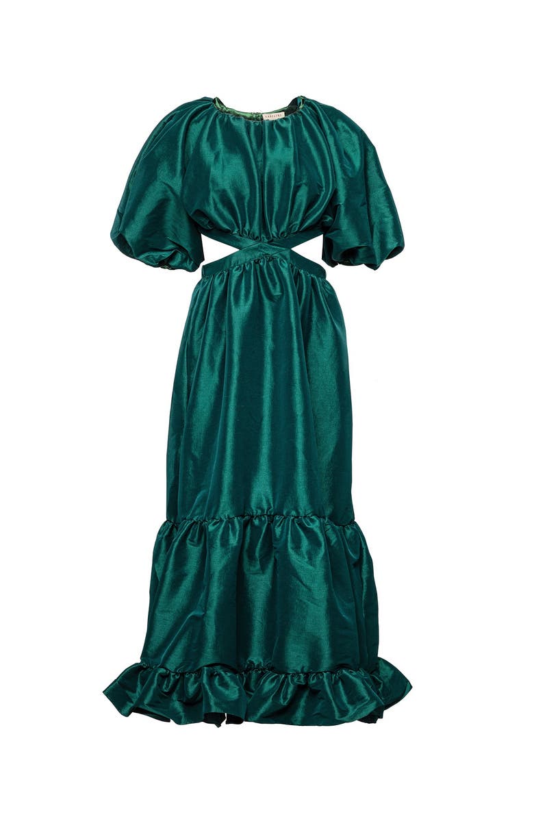 Vasiliki Laila Maxi Taffeta Dress, Main, color, Emerald Green