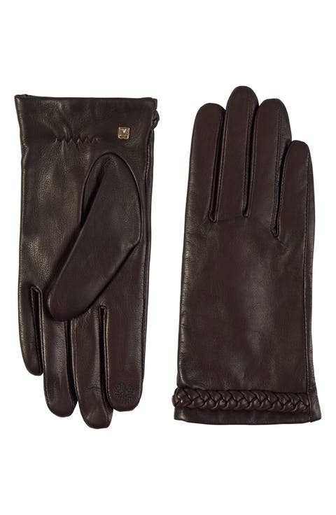 Braided Cuff Leather Gloves