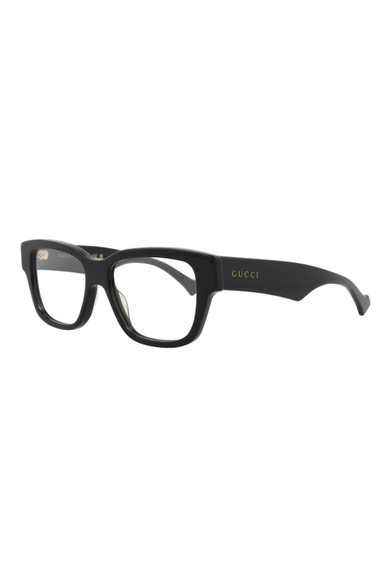 52mm Rectangular Optical Glasses, Alternate, color, BLACK BLACK TRANSPARENT
