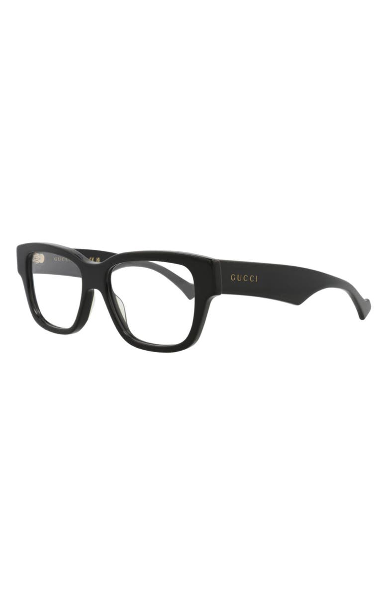 Gucci 52mm Rectangular Optical Glasses, Alternate, color, Black Black Transparent