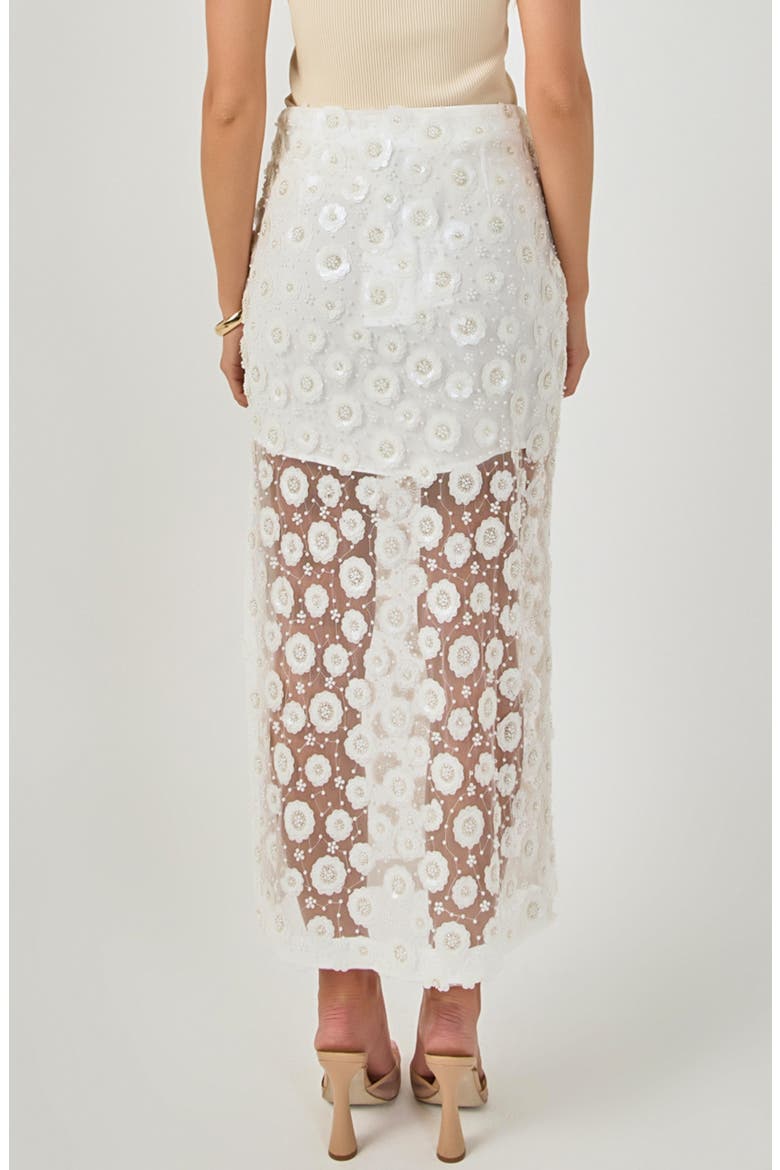Flower Sequin Sheer Maxi Skirt, Alternate, color, OFF WHITE