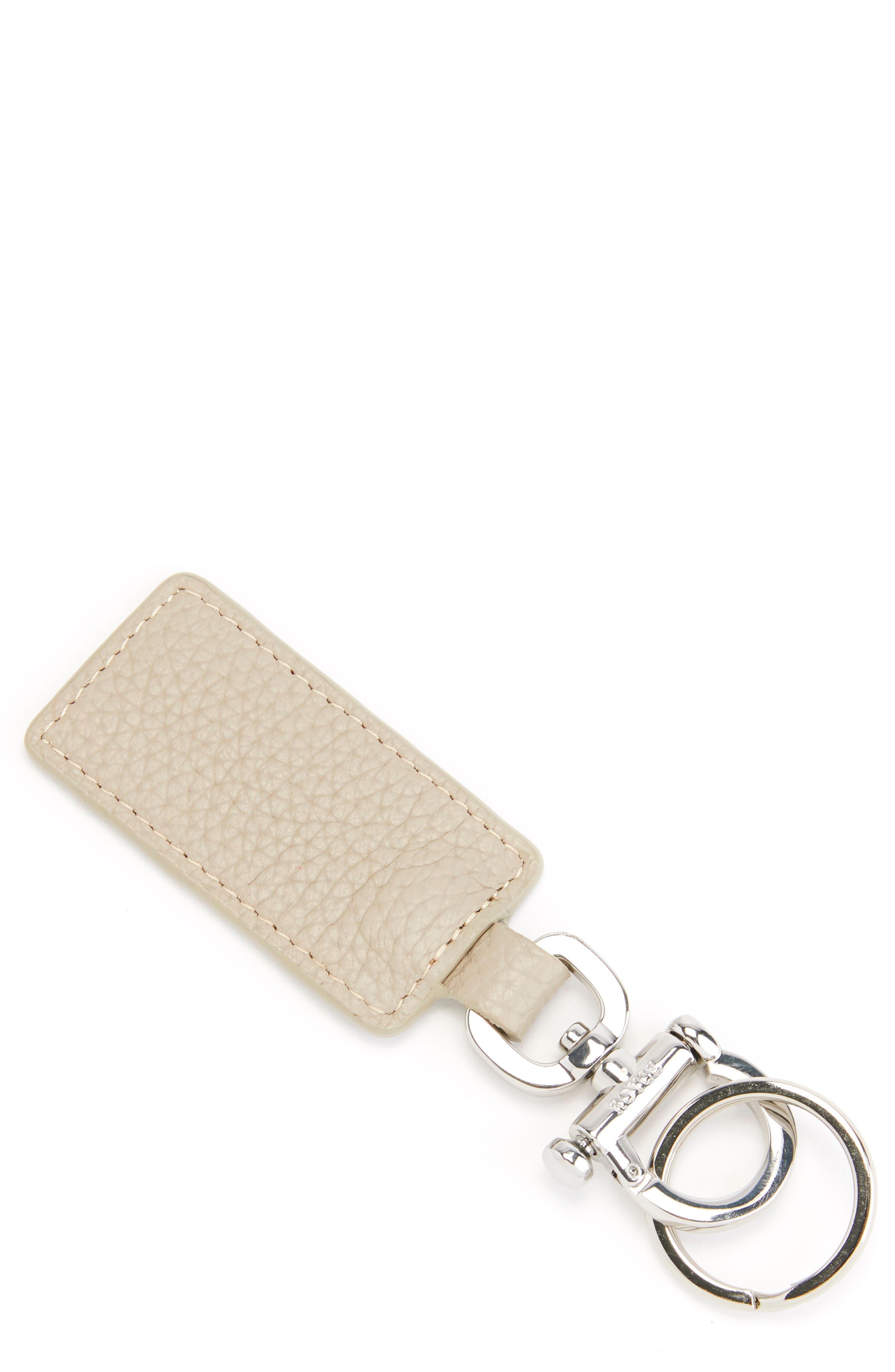 Leather Key Chain, Main, color, TAUPE