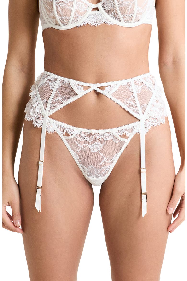 Beloved Porte Jartelle Lace Garter Belt, Main, color, WHITE