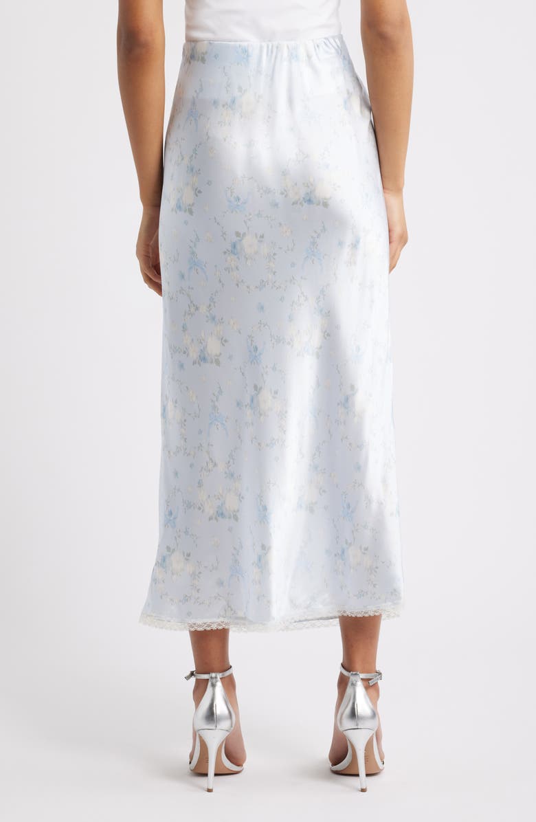 LoveShackFancy Kalo Lace Trim Satin Skirt, Alternate, color, Snowdrop Blue